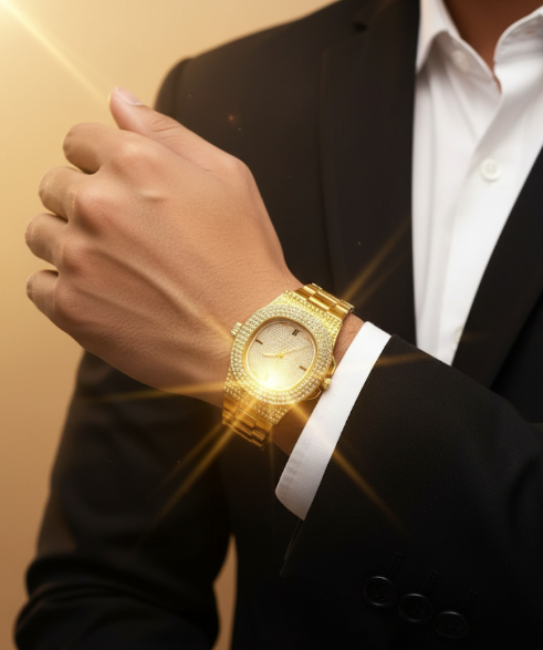 New Stylish Gold Analog Watch for Men | Premium Stainless Steel Strap | Luxury Ethnic Round Dial Quartz Timepiece